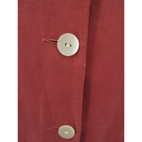 VINTAGE Laura Ashley Blazer 6 Terracotta Linen Jacket Equestrian 90s * - Picture 3 of 16